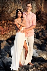 Just married couple on the beach