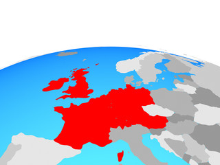 Western Europe on political globe.