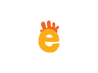 Chicken urchin and letter E vector logo design