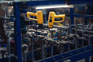 woodworking machinery in a wooden door factory