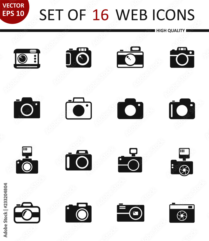 Poster camera. set of 16 high quality web icons