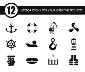 harbor vector icons for your creative ideas