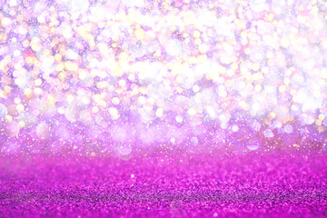 Fototapeta premium Purple glitter lights texture bokeh abstract background. defocused