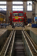 A maintenance hall for trains, depot