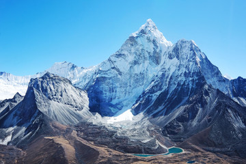 Bergtop Everest. Hoogste berg ter wereld. Nationaal Park, Nepal.