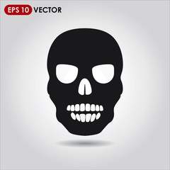 Obraz premium black skull vector icon on light background
