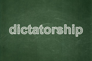 Fototapeta premium Political concept: text Dictatorship on Green chalkboard background