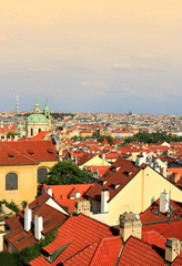 Naklejka na ściany i meble Beautiful aerial view of old Prague in summer