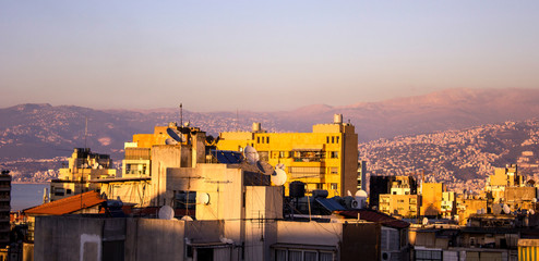 Obraz premium Beautiful view of the city of Beirut and the mountains around. Beirut, Lebanon.