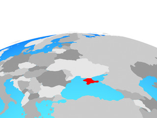 Crimea on political globe.