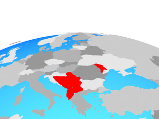 CEFTA countries on political globe.