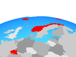 EFTA countries on political globe.