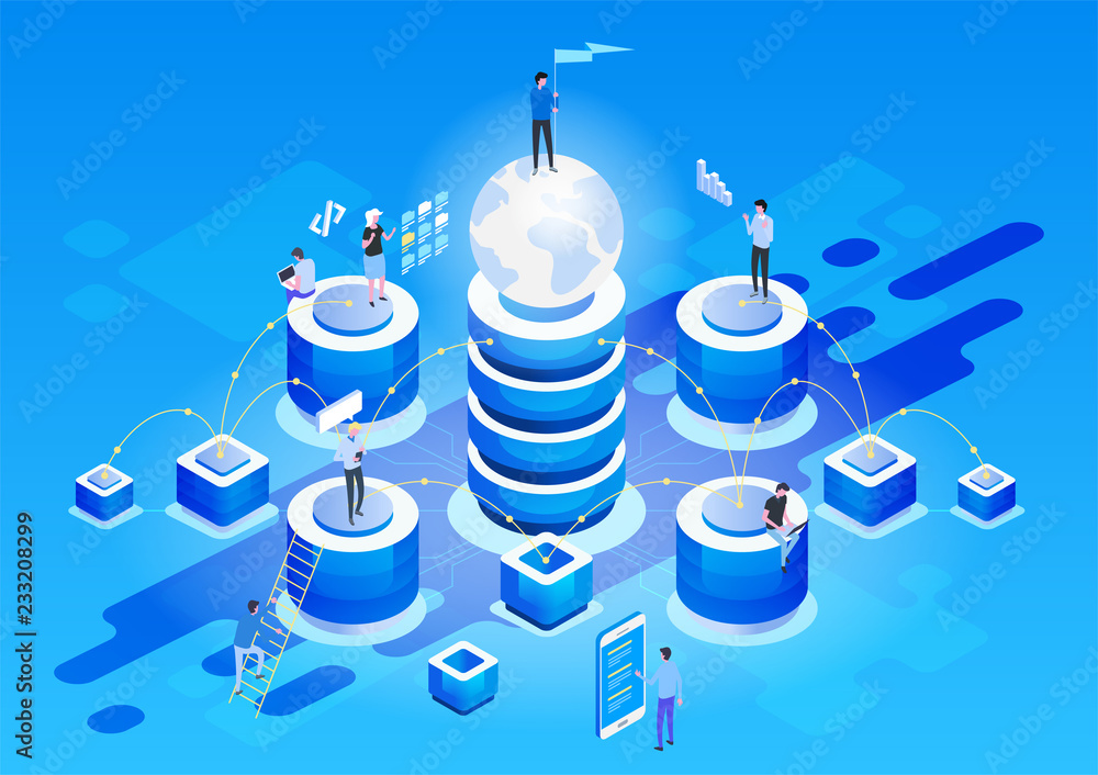 Poster abstract high technology concept. data storage. web cloud technology business.