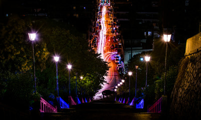 Patras stairs by night