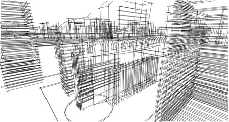 Abstract architectural drawing sketch,Illustration