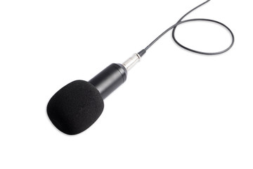 Black microphone, Connect with cable, Isolate.