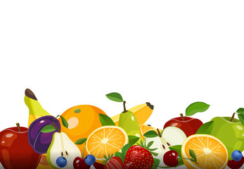 Fresh fruits collection isolated on white background