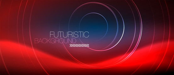 Neon glowing circles background