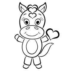 Fototapeta premium Merry horse or pony with a heart in his hand