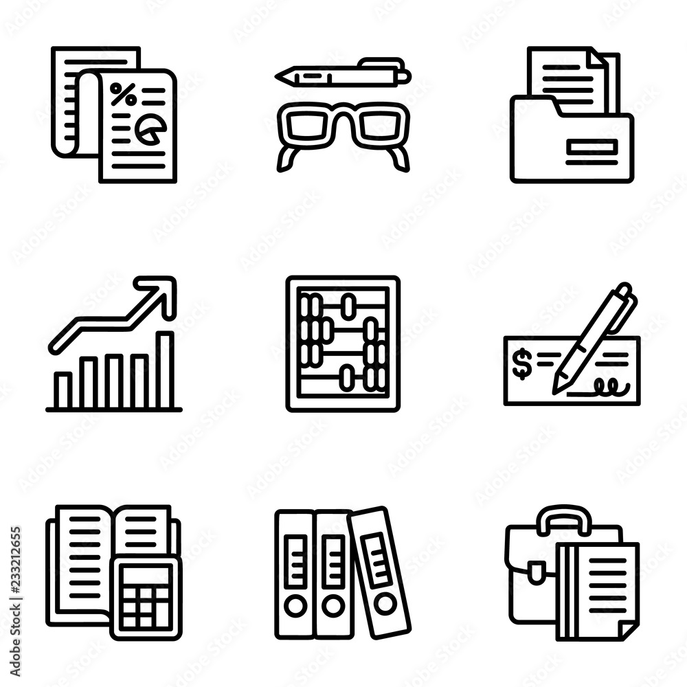 Aufkleber finance icon set. outline set of 9 finance vector icons for web design isolated on white background