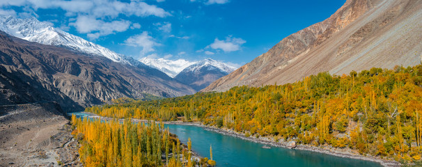 Autumn at Ghizer Valley. Northern Area Pakistan - obrazy, fototapety, plakaty