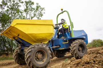 Front tipper in construction site. Work in progress.