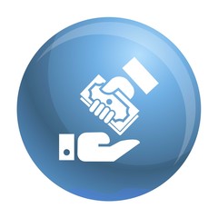 Obraz premium Hand give bribery money icon. Simple illustration of hand give bribery money vector icon for web design isolated on white background