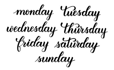 days of the week brush calligraphy