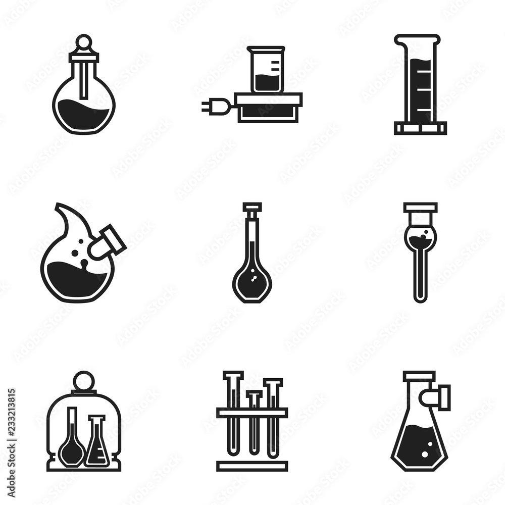 Aufkleber chemistry flask icon set. simple set of 9 chemistry flask vector icons for web design isolated on wh