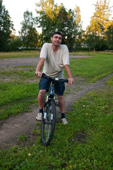 Fototapeta premium guy riding a bike 