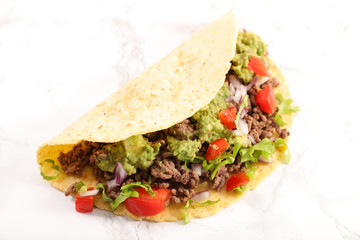 taco, fajita with beef