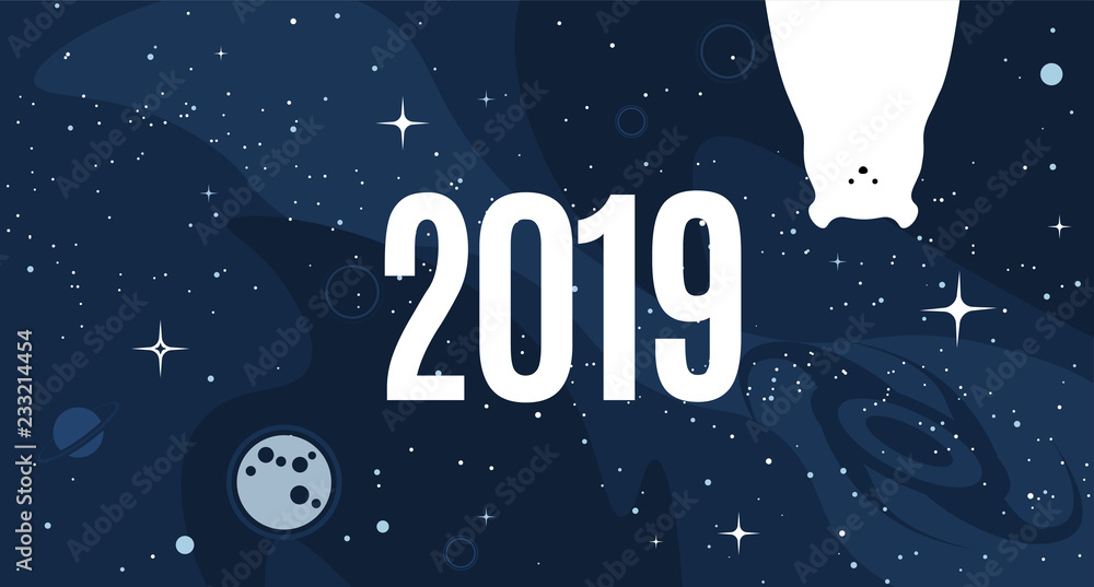 Canvas Prints 2019 vector space design background. greeting card or poster template