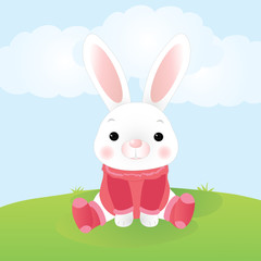 Cute cartoon bunny. Vector illustration.