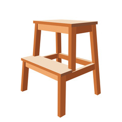 Small wooden ladder, isolated on a white background. Vector illustration.