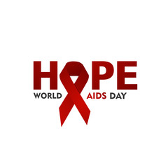 vector illustration, 1st December World Aids Day concept with text and red ribbon of aids awareness.