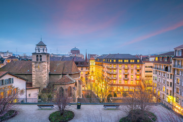 Top view of Geneva skyline from the Cathedral of Saint-Pierre