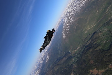 Wingsuit skydiving over Norway