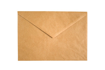 empty open Kraft envelope on white background