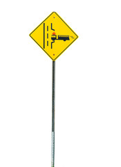 Fire truck road sign
