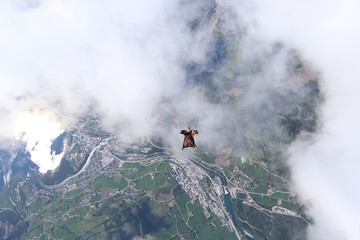 Wingsuit skydiving over Norway