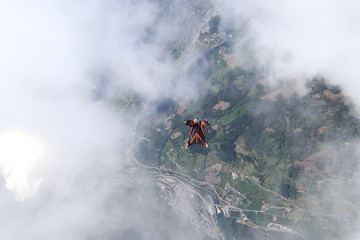 Wingsuti skydiving over Norway