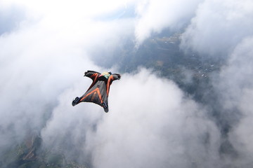 Wingsuti skydiving over Norway