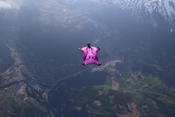 Wingsuti skydiving over Norway