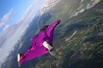 Wingsuti skydiving over Norway
