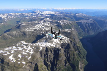 Wingsuit skydiving over Norway