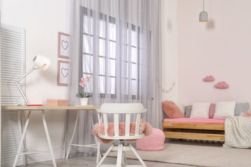 Child room with modern furniture. Idea for interior decor