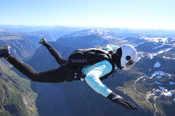 Wingsuit skydiving over Norway