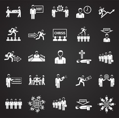Obraz na płótnie Canvas Business life set on black background icons