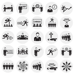 Business life set on circles background icons