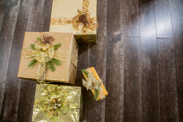boxes with Christmas gifts